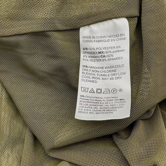 Chicos Camo Olive Brown Floral Print V-Neck Button Front Mesh Cardigan LG - Picture 6 of 7